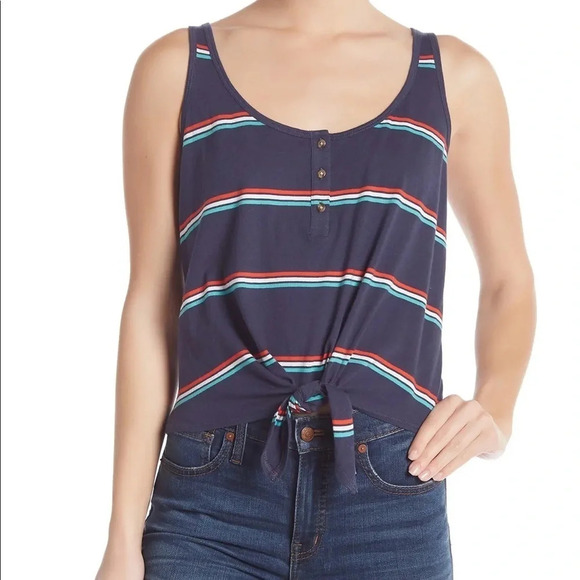 Abound Nordstrom Tie Front Stripe Tank Top Shirt - Picture 1 of 5
